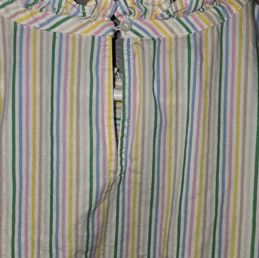 J Crew Factory Multi Color Pinstripe Ruffle Blouse Size 18 - Picture 9 of 15